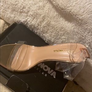 Fashion Nova Rose Gold Glass Slippers